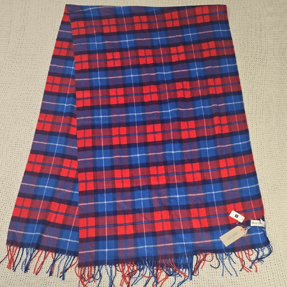 Gap Cozy Red and Blue Plaid Scarf